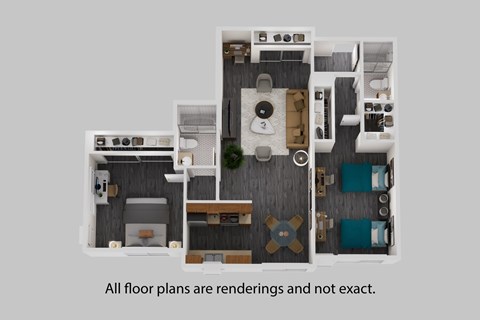 Floor plan for 2 beds, 2 baths, 1100 sqft